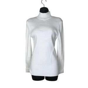 Trina Turk White 80% Cotton Turtle Neck Size L